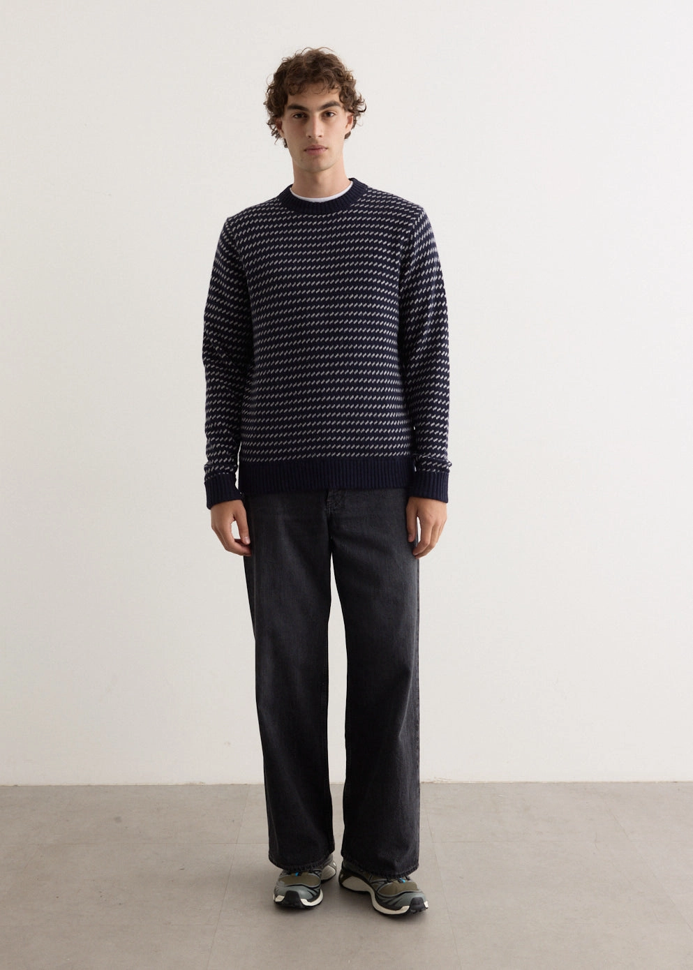 Recycled Wool Blend Sweater Off-Duty Fit Bamboo Fiber Blend