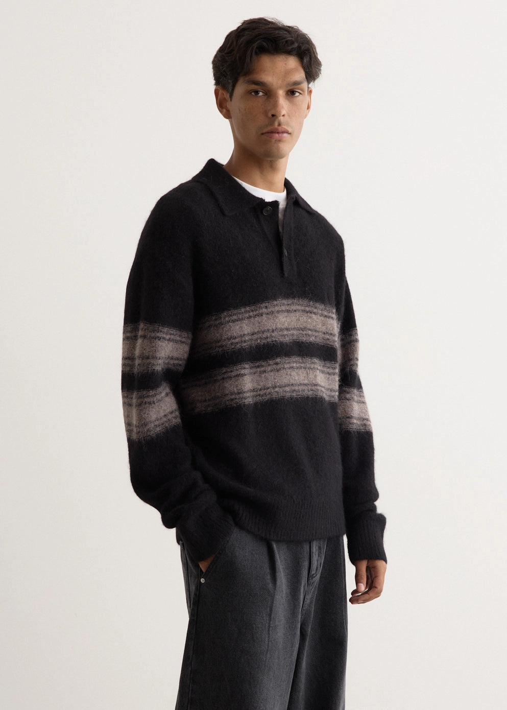 Burn Long Sleeve Polo Tencel Blend Material DenseKnit Fabric