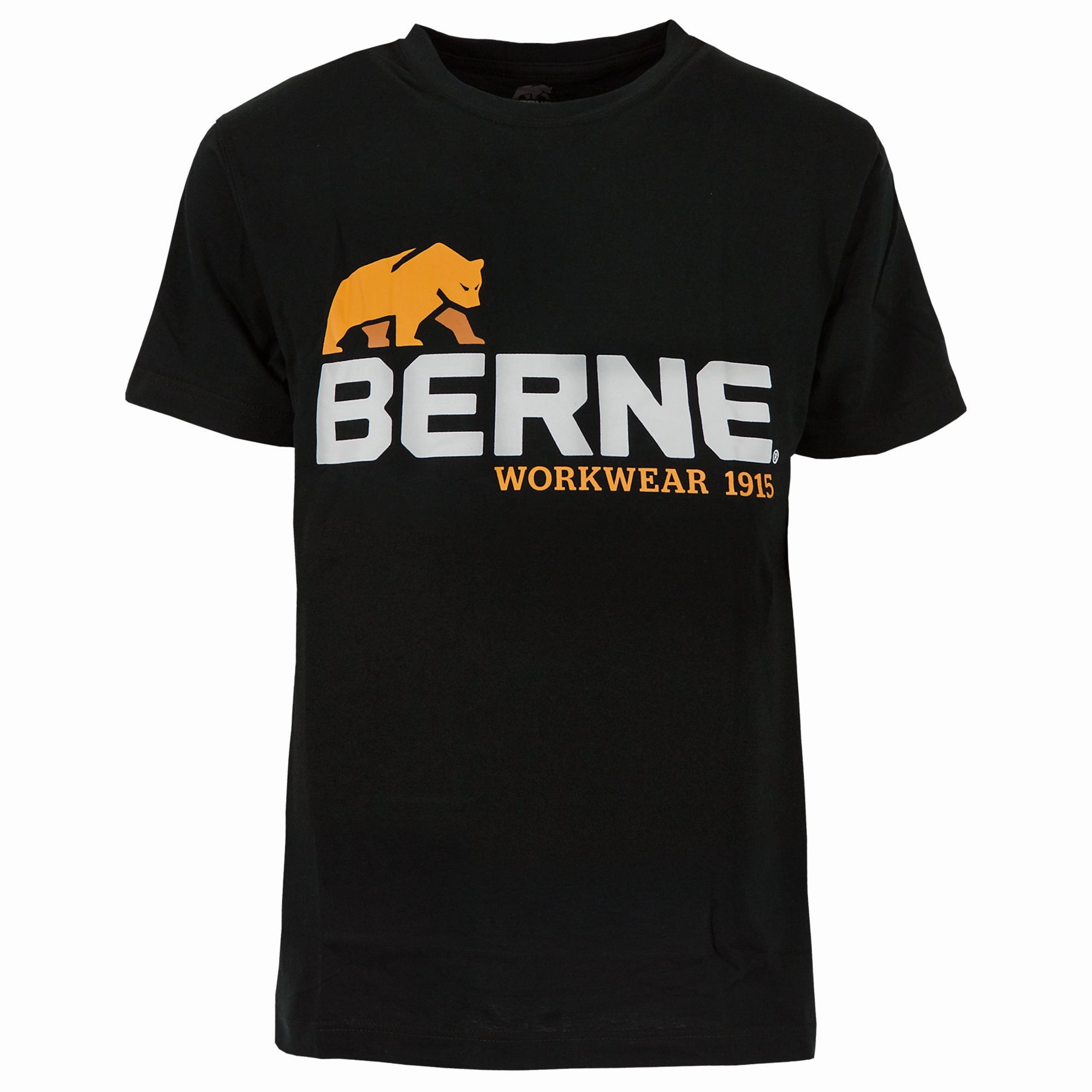 Berne Mens Black 100% Cotton Logo Tee S/S Tailored Style Stretch Fabric