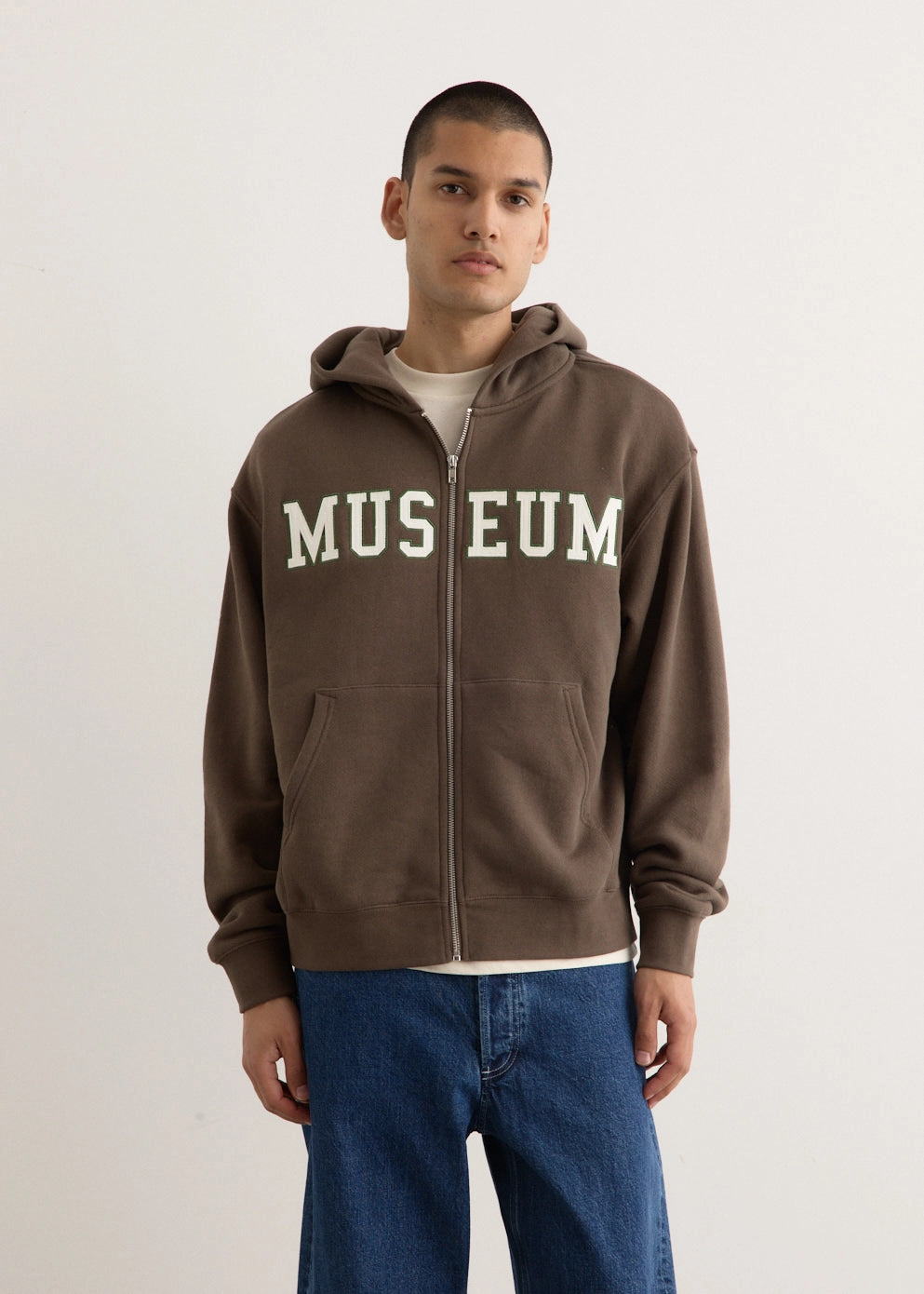 Sunday Walk Style Functional Piece Museum Zip-Up Hoodie
