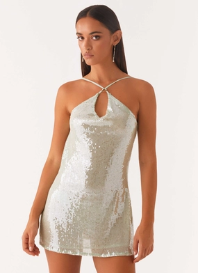 Radiant Energy Cowl Back Mini Dress - Mint Urban Ready High Neck