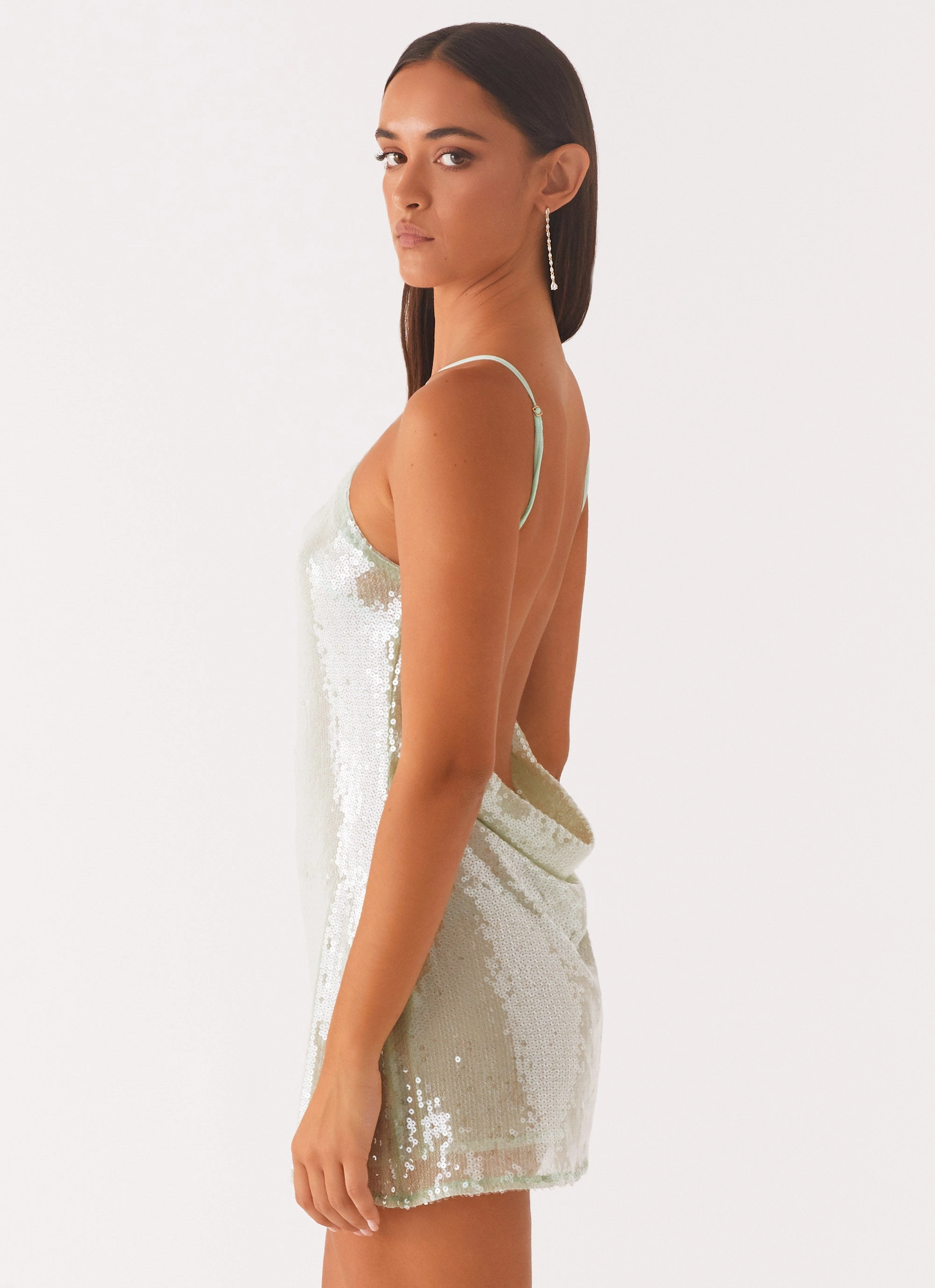 Radiant Energy Cowl Back Mini Dress - Mint Weekend Chic