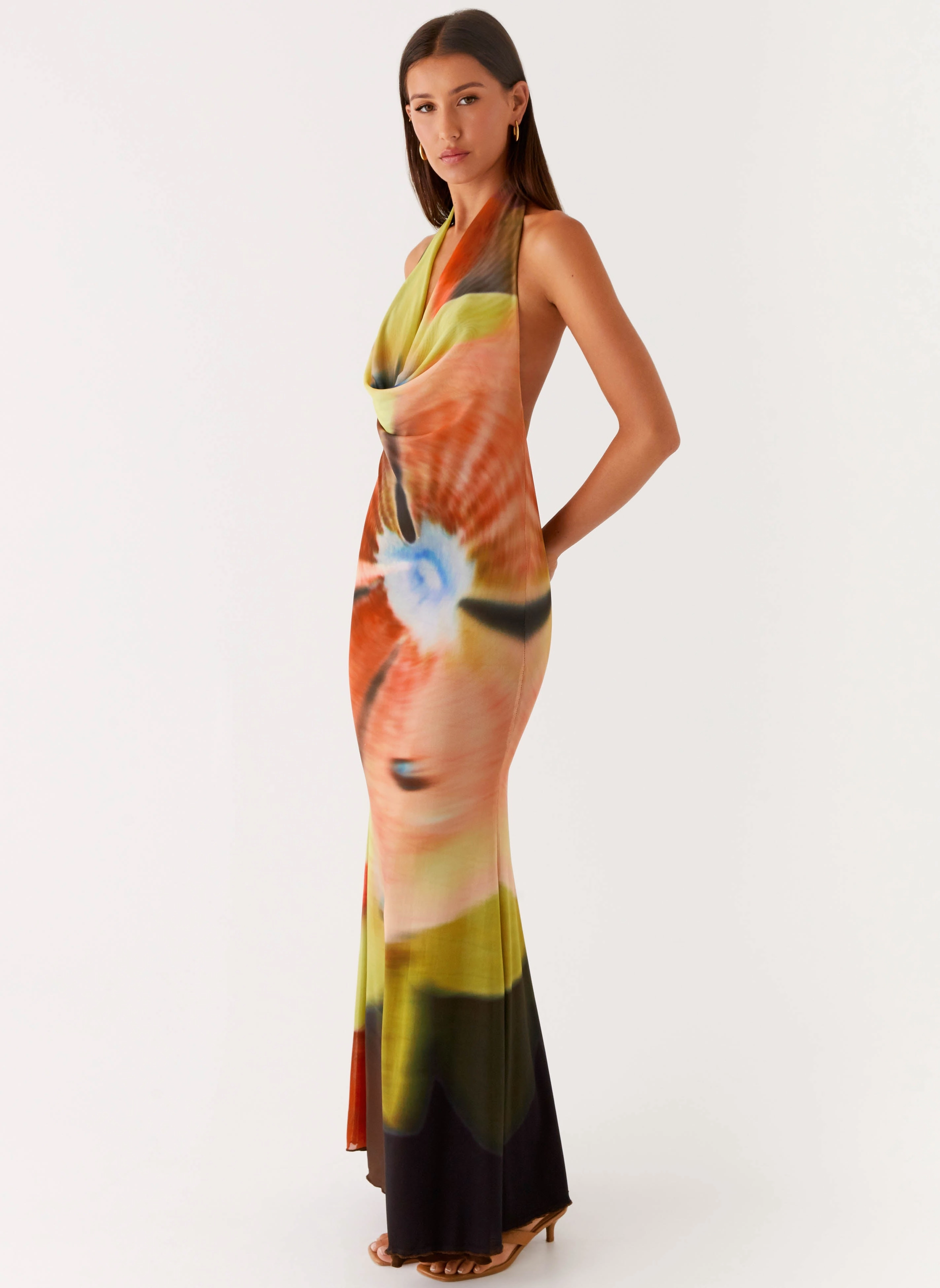 Raellia Maxi Dress - Moody Floral Vibrant Tone Elegant Layers