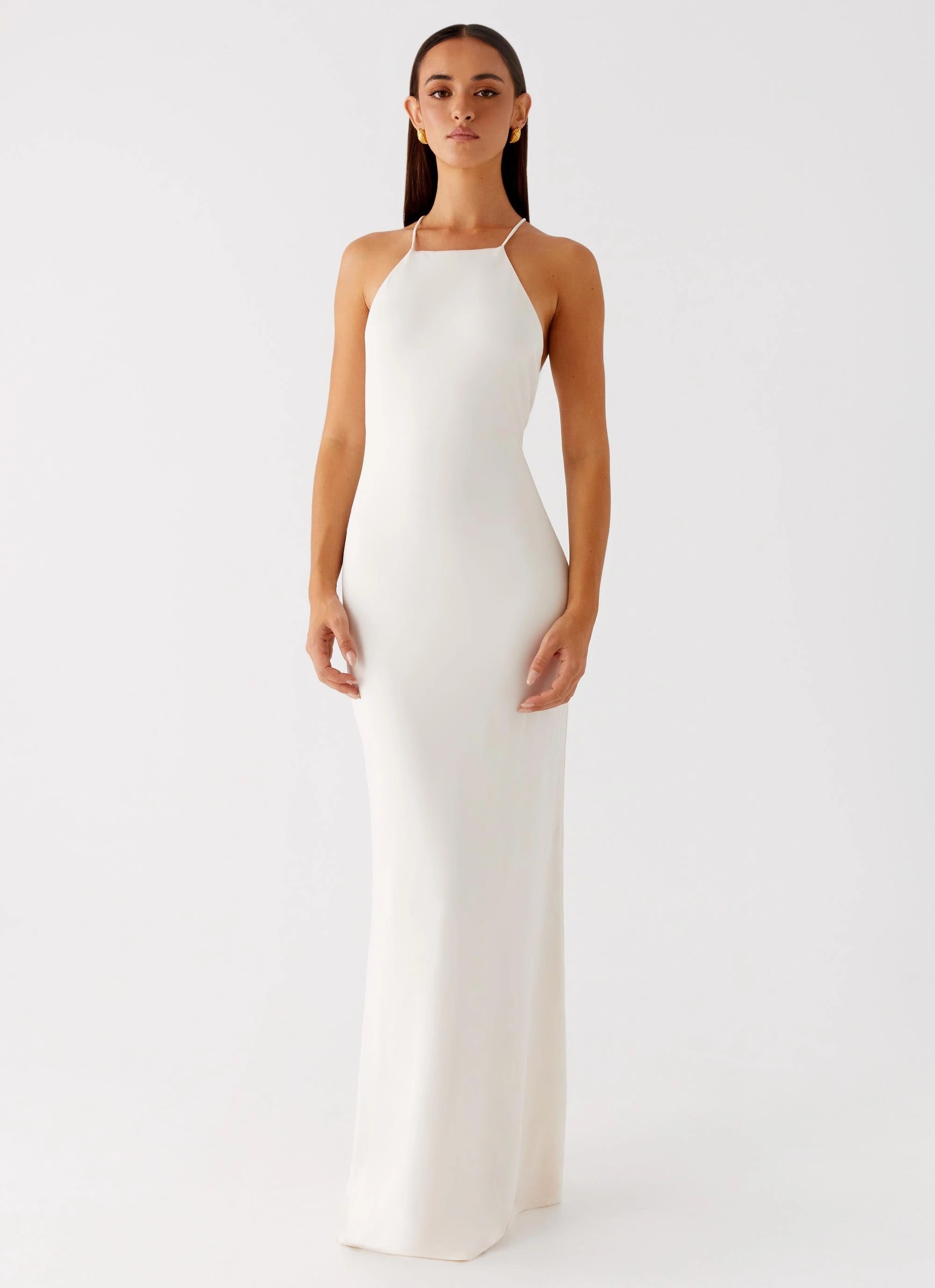 Midi-Length Raffa Pearl Maxi Dress - Ivory