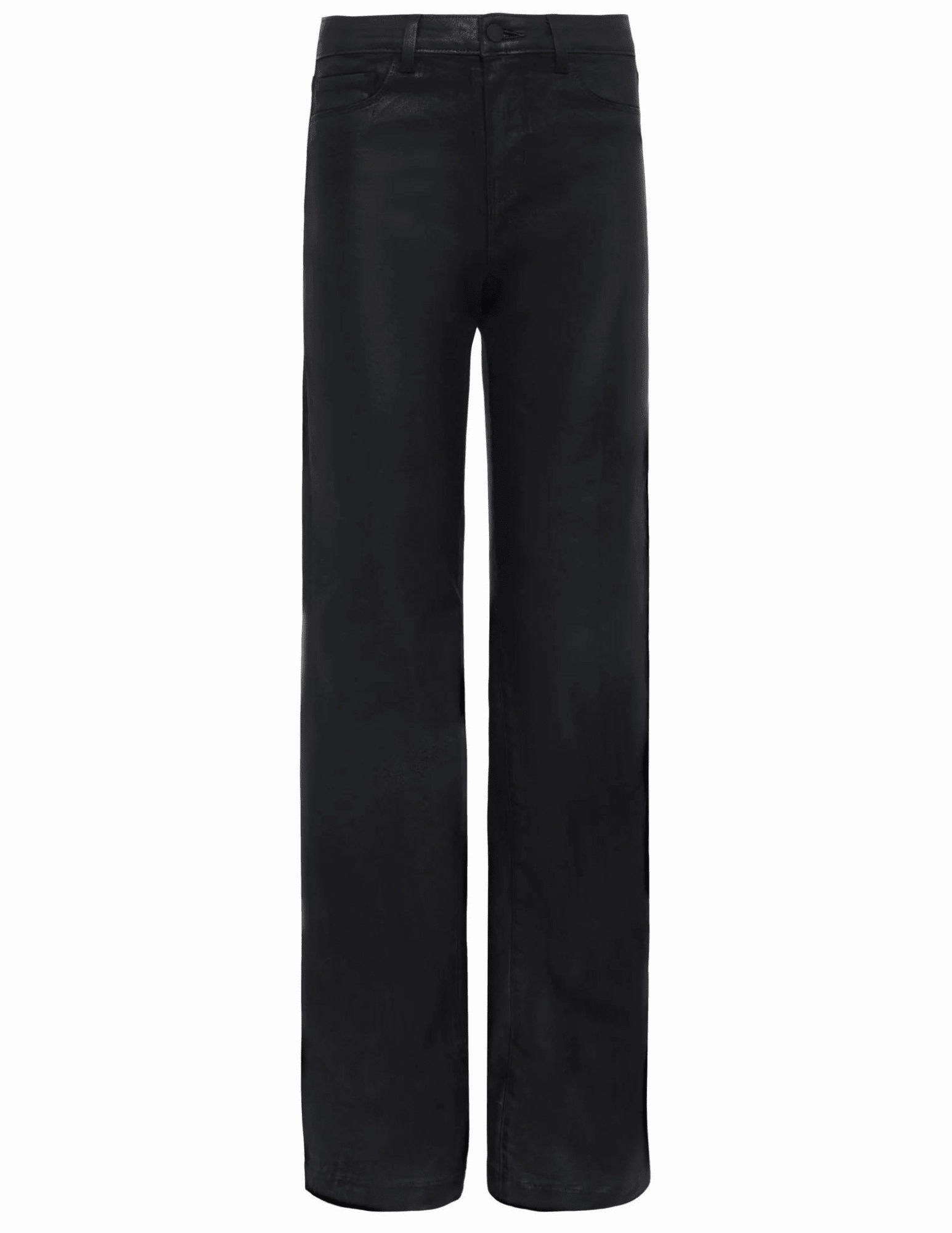 Low Impact Processing LAGENCE Clayton High Rise Wide Leg Coated Jeans in Black Coated