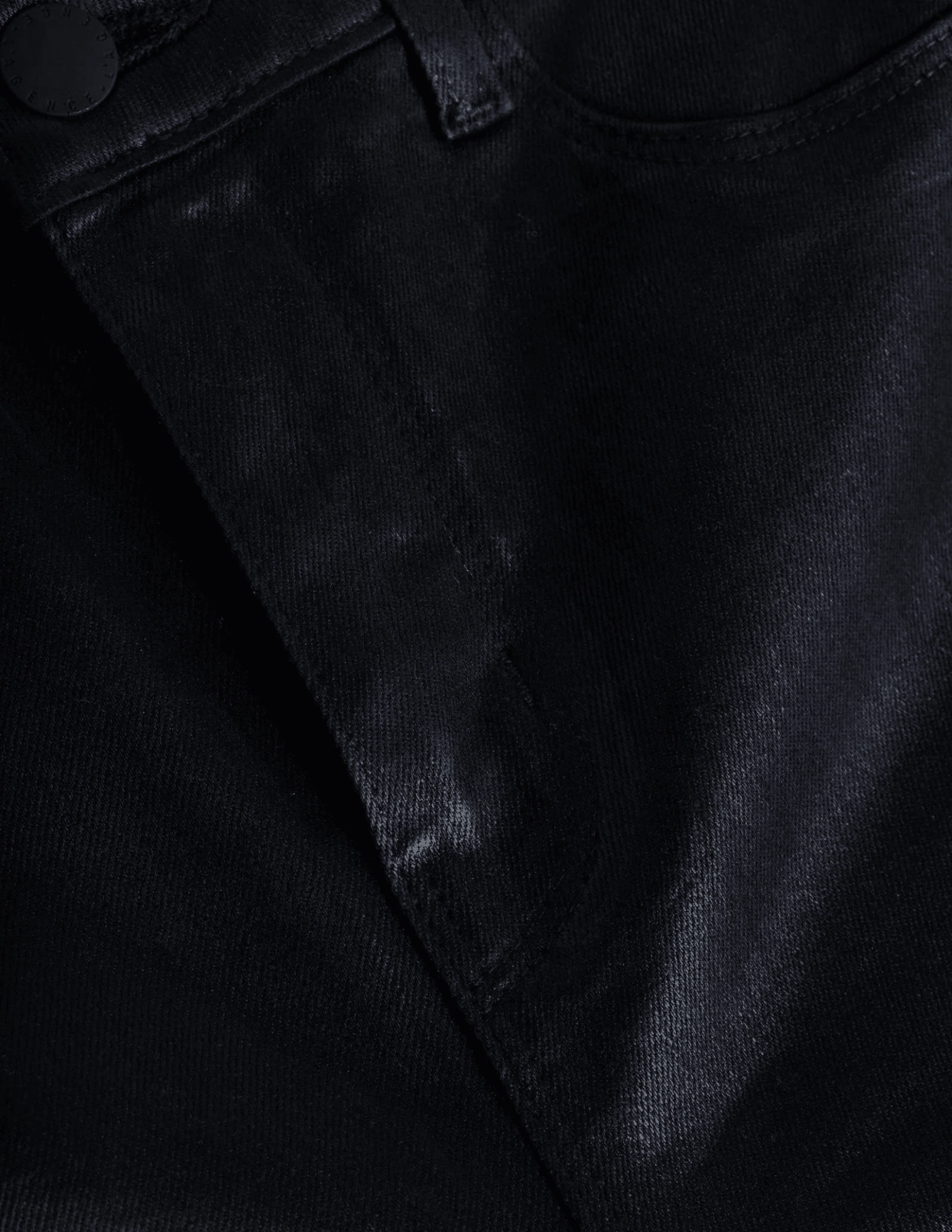 LAGENCE Clayton High Rise Wide Leg Coated Jeans in Black Coated Street Style Minimalist Elegant