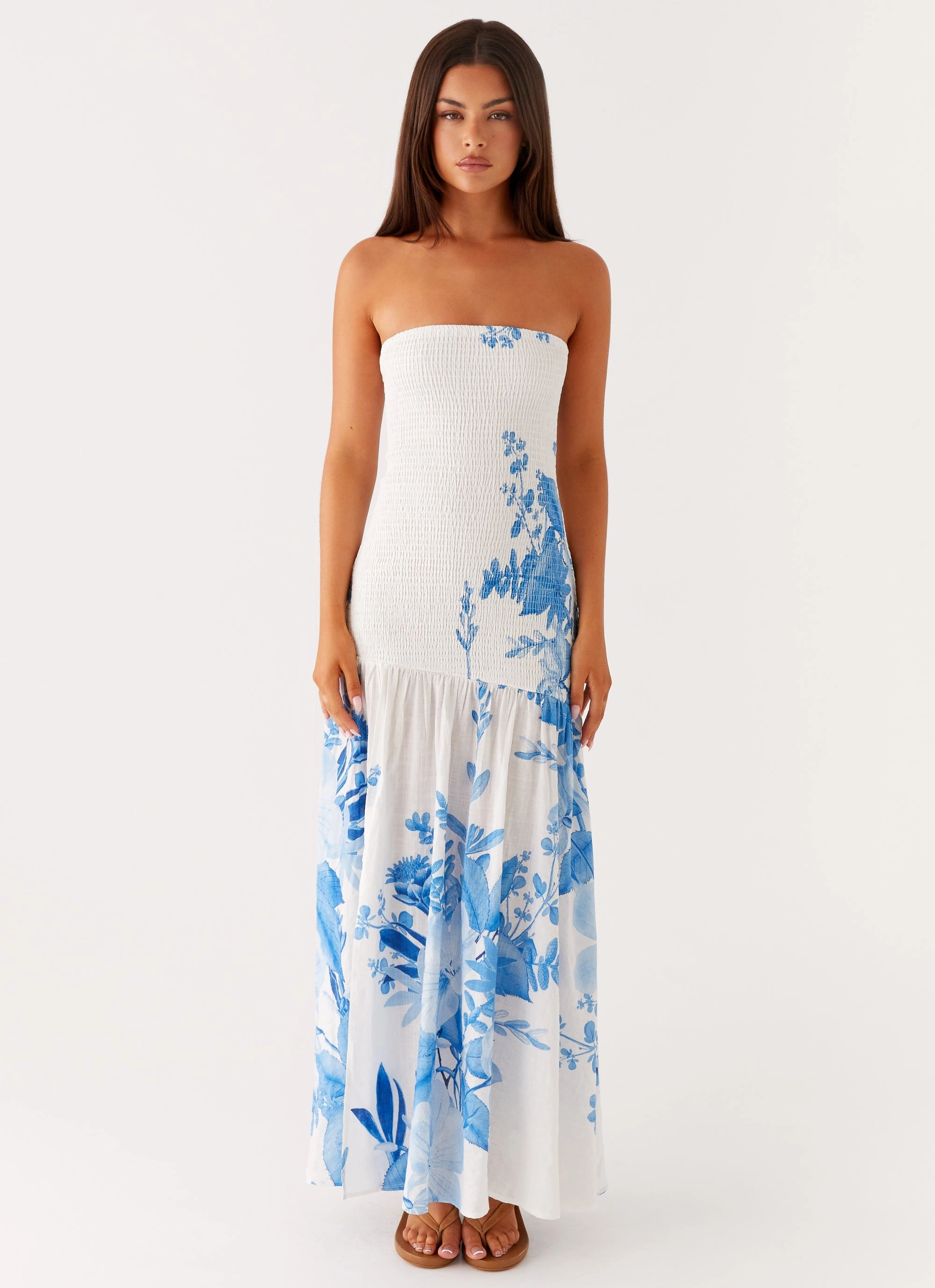 Smart Design Rebecca Maxi Dress - Blue Floral Print