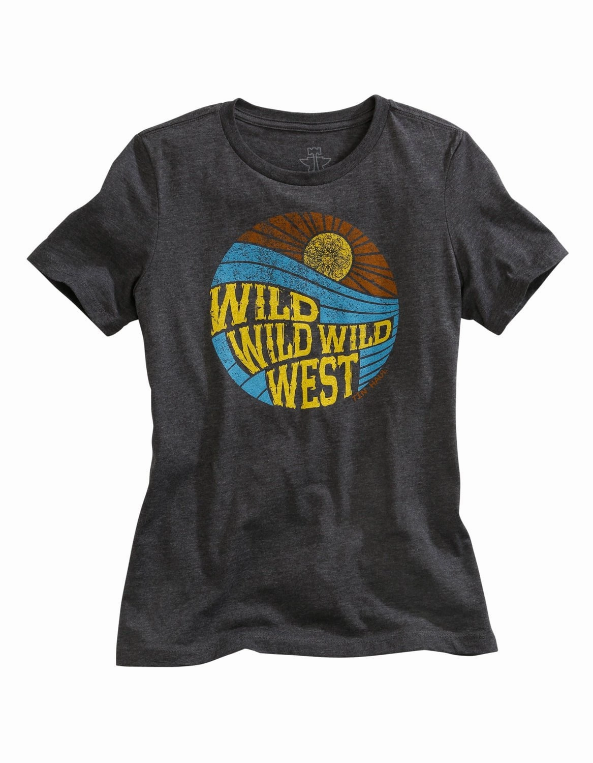Tin Haul Womens Grey Cotton Blend Wild West S/S Retro T-Shirt Stretchable Material