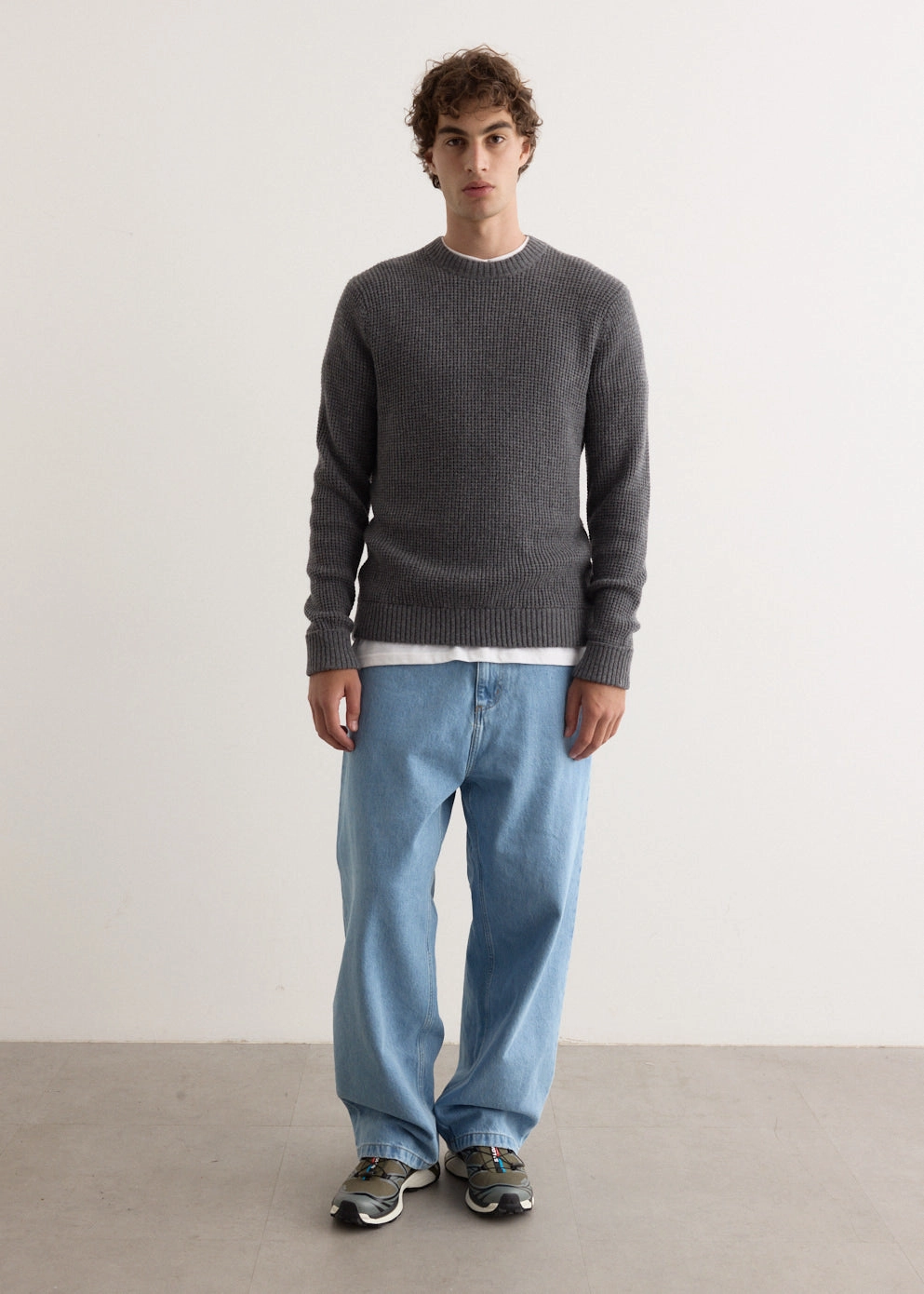 Jacquard Pattern Recycled Wool Blend Sweater