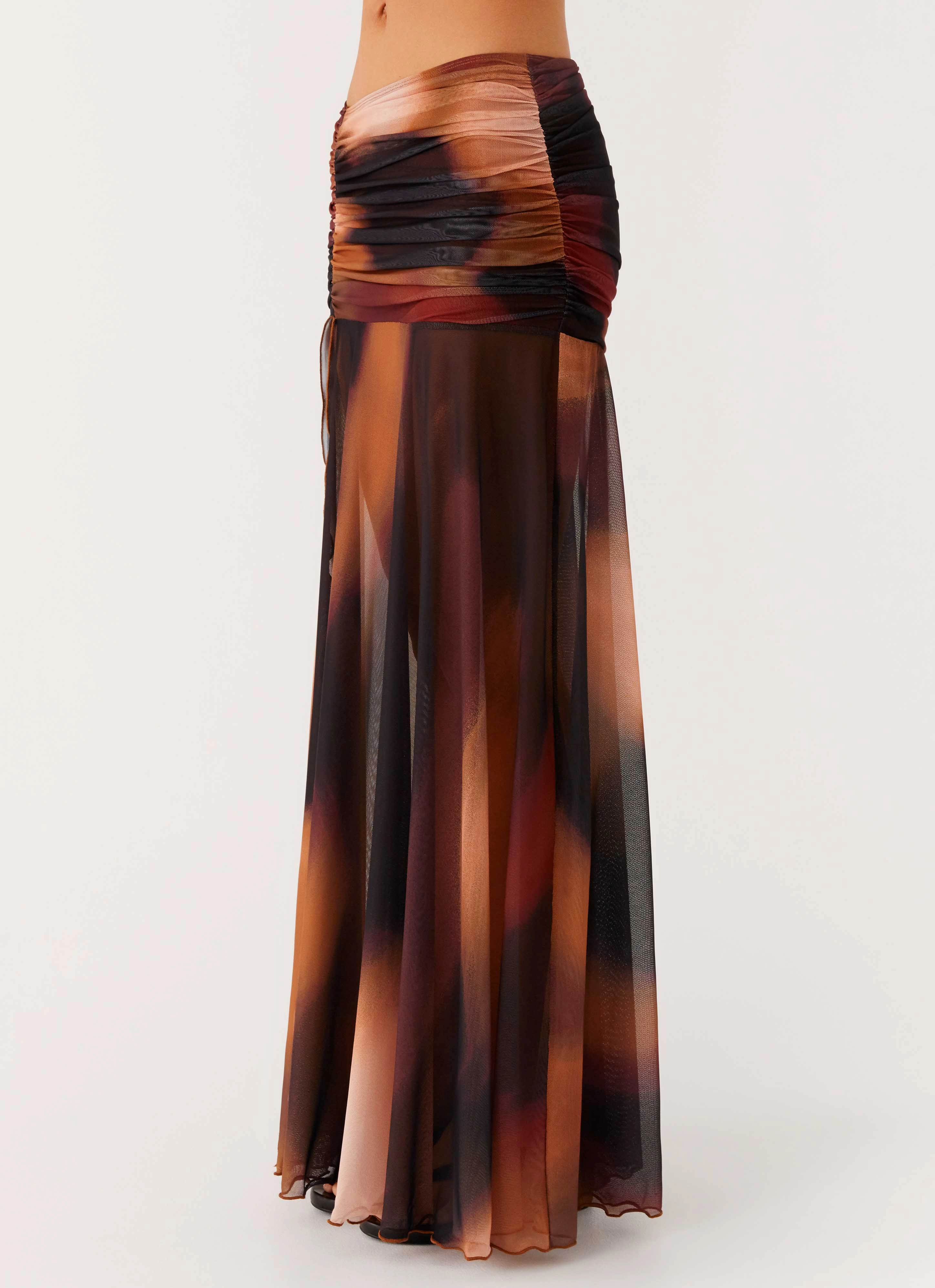 Stargazer Mesh Maxi Skirt - Black Gradient Cozy Tones