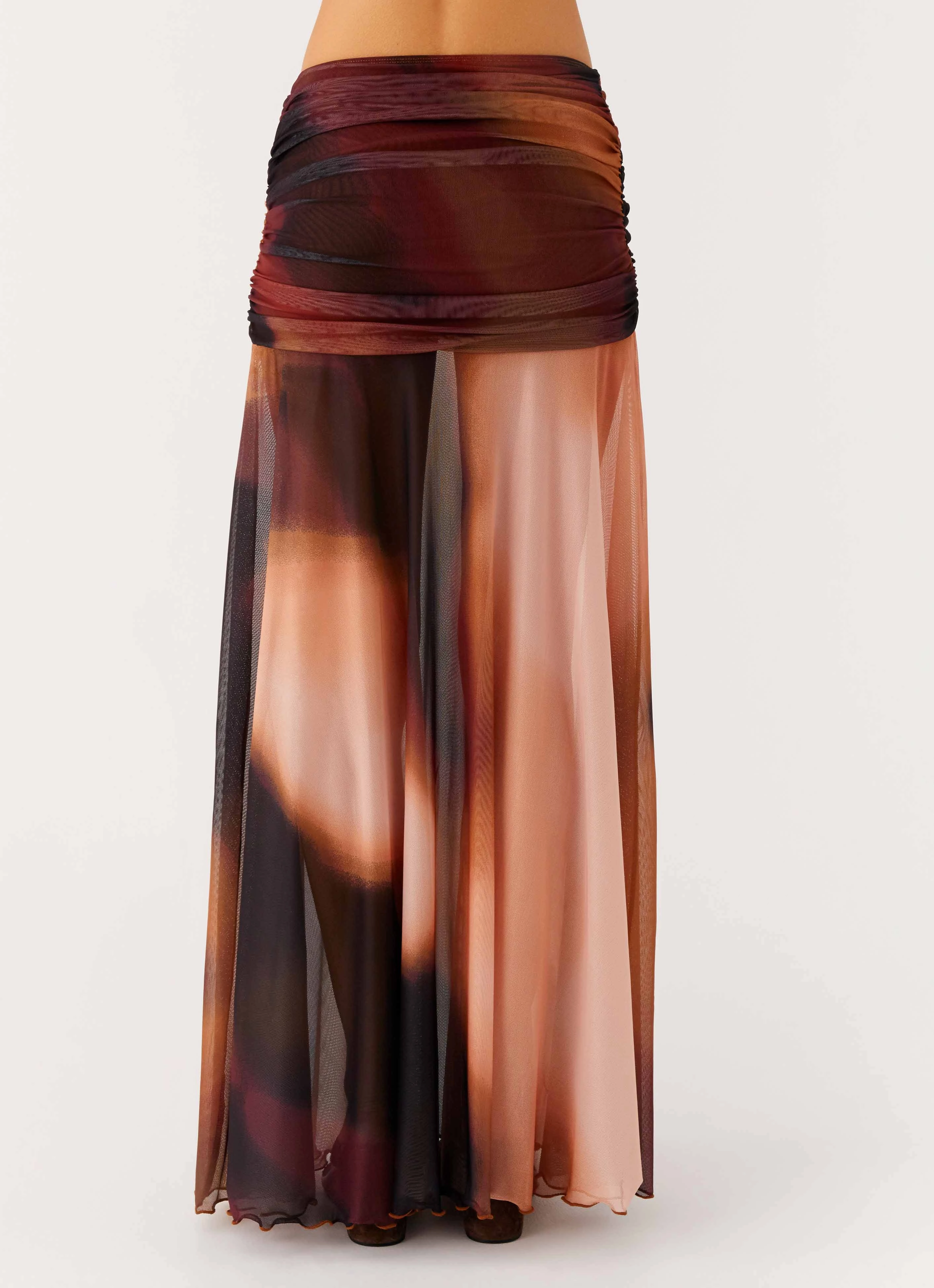Unique Feature Exclusive Drop Stargazer Mesh Maxi Skirt - Black Gradient
