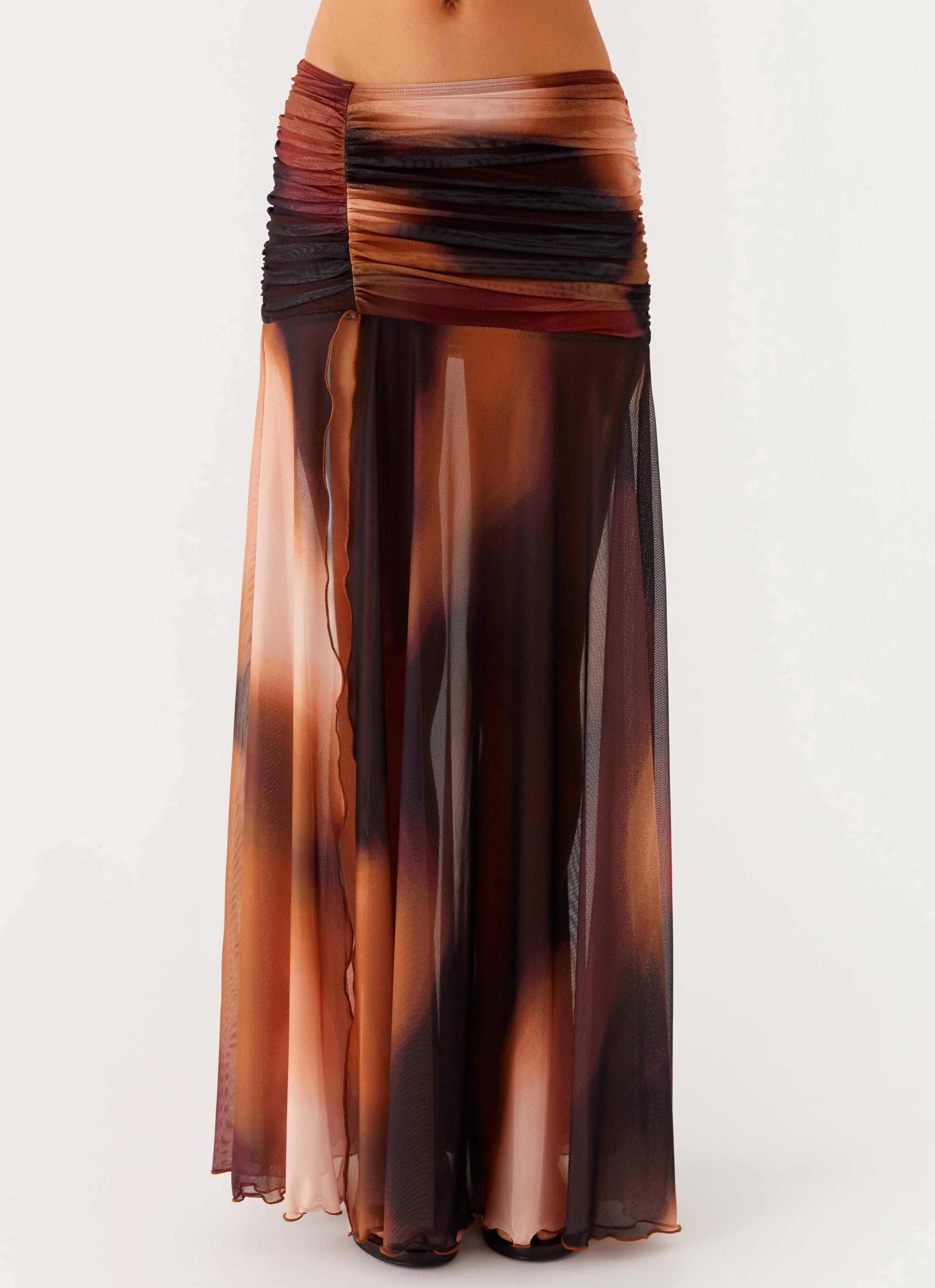 Stargazer Mesh Maxi Skirt - Black Gradient Waist Defining
