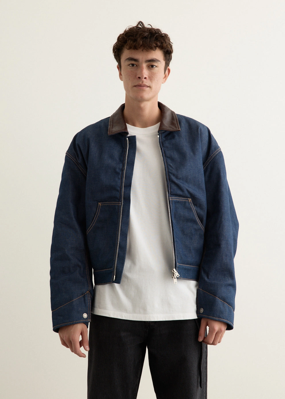 Articulated Knees DoubleLayeredHem Ohniev Denim Indigo Jacket