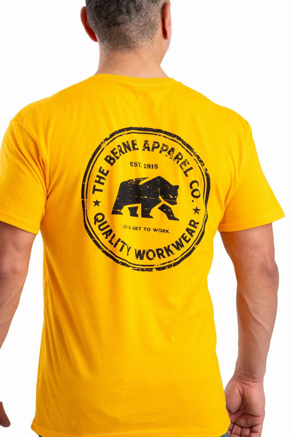 Berne Mens Gold Cotton Blend Heritage Badge Tee S/S Ventilated Back Panel Premium Quality