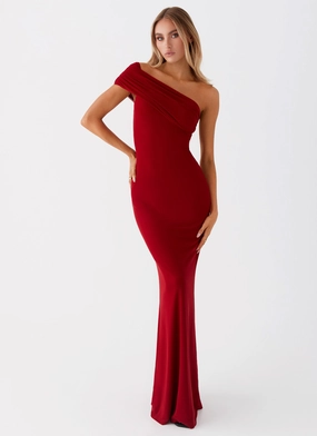 Reine Maxi Dress - Red Gloss Finish