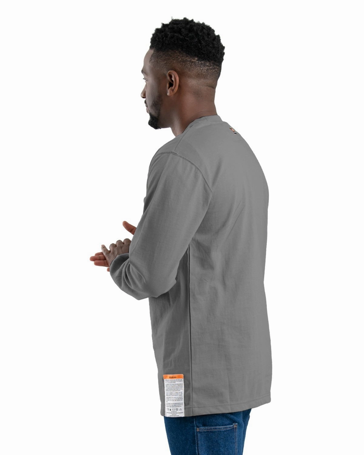 Berne Mens FR Crew Neck Pocket Grey 100% Cotton L/S T-Shirt Layering Piece Timeless Piece