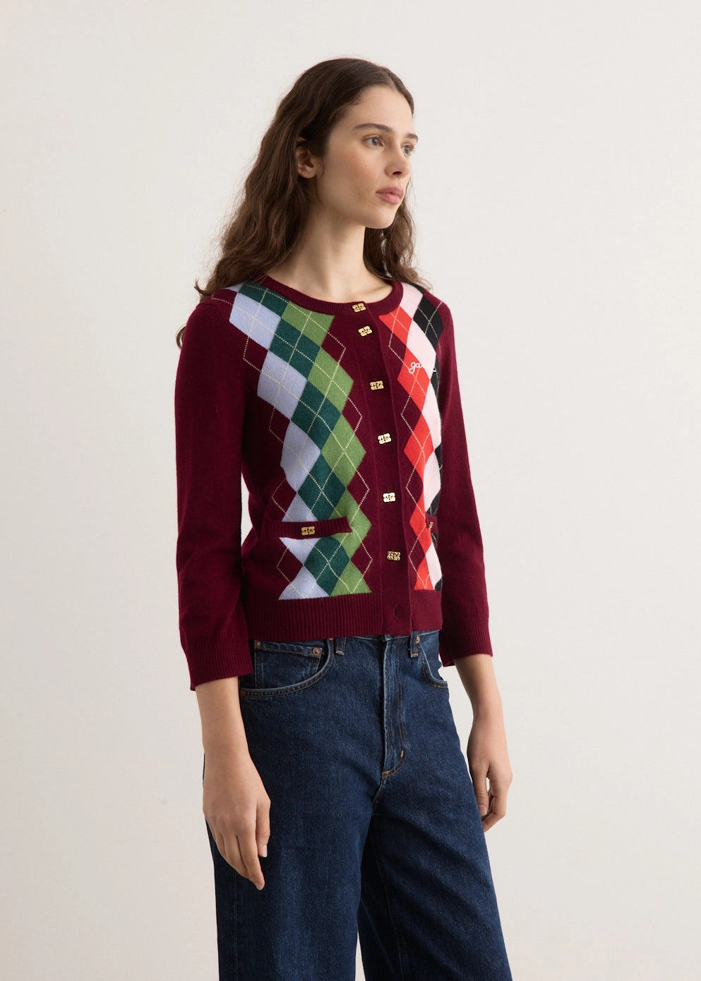 Loungewear Friendly UVProtective Knit Density Cashmere Wool Mix Cardigan