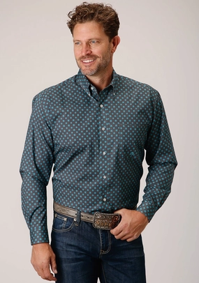 Roper Mens Grey 100% Cotton Cottage Foulard BD L/S 1 Pkt Shirt Airflow Ventilation System