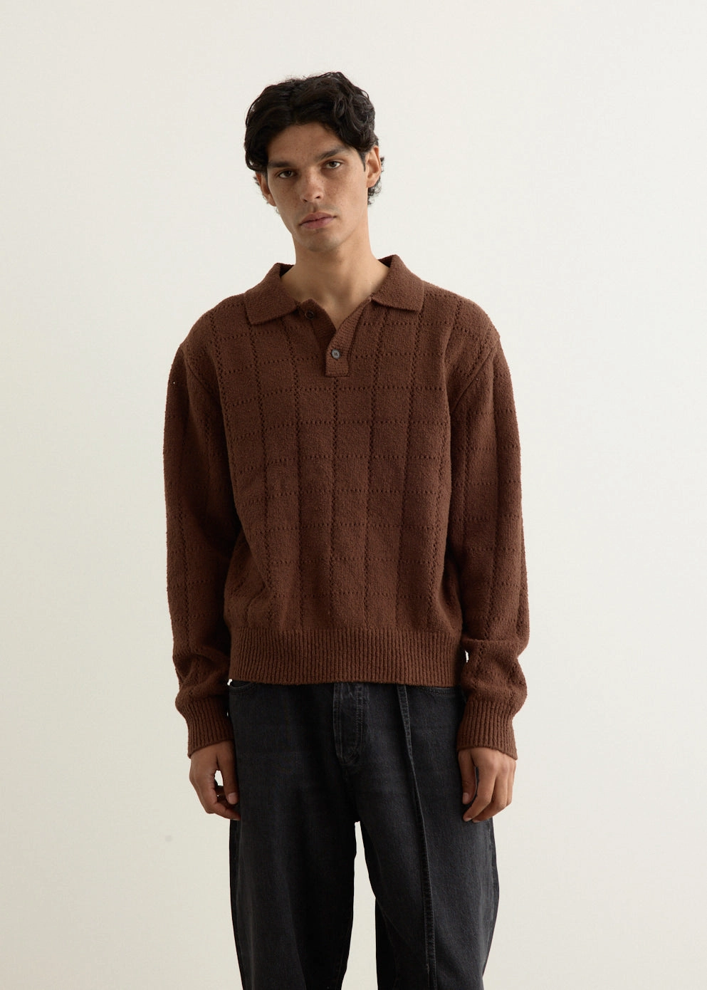 Window Long Sleeve Knitted Polo Cozy Fleece Eco Conscious Production