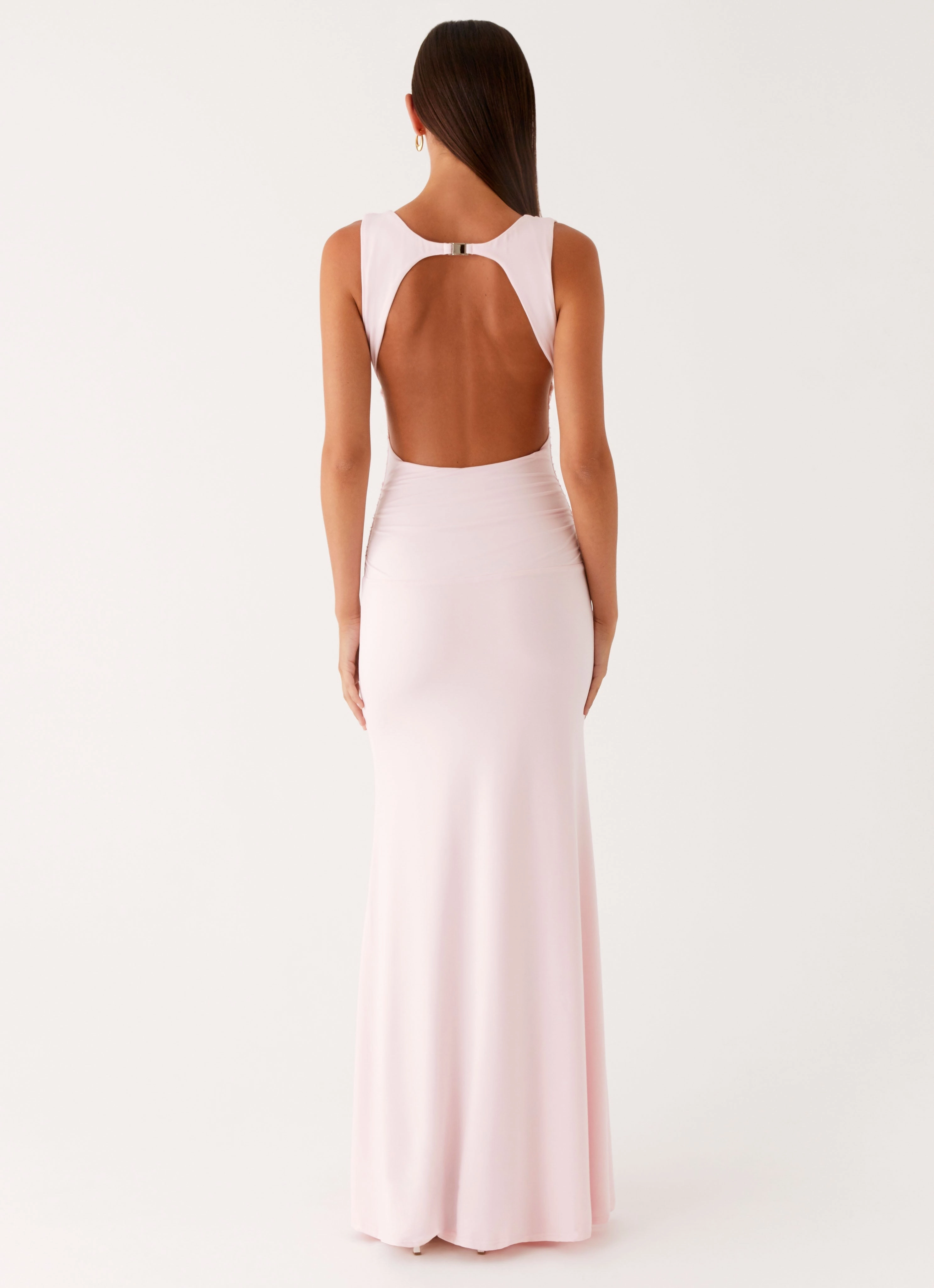 Cherry Sky Maxi Dress - Baby Pink Artistic Detail Casual Look