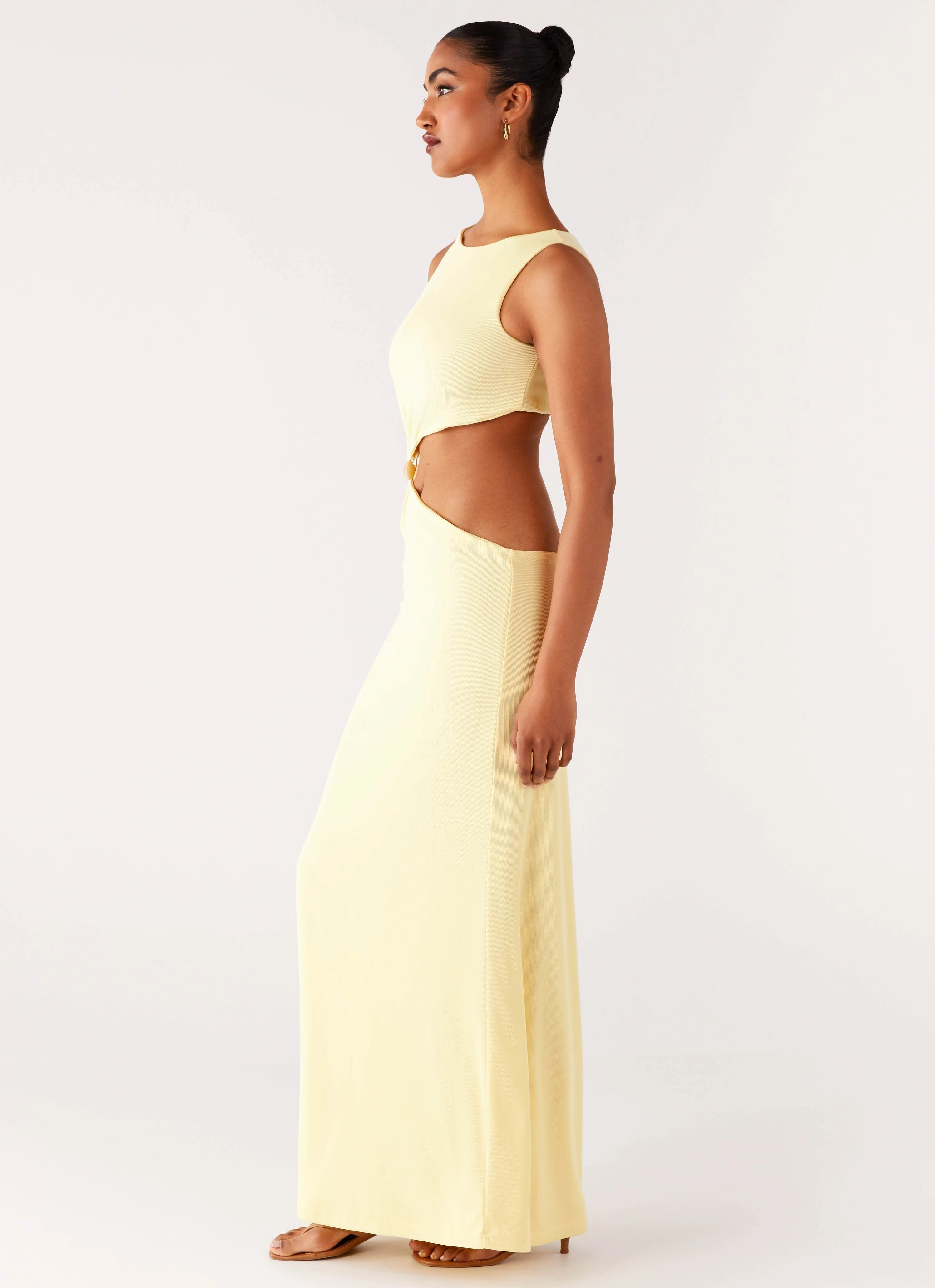 Aruba Hardware Maxi Dress - Yellow Floating Shape Dual Tones