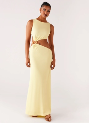 Stain-Resistant Edgy vibes Aruba Hardware Maxi Dress - Yellow