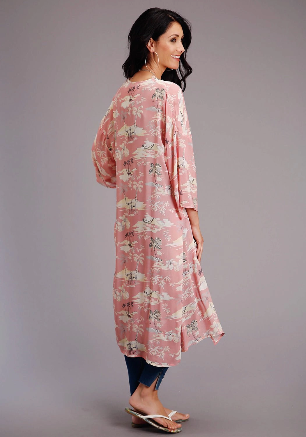 Stetson Womens Pink Viscose Beach Ride Kimono Cardigan Stylish Layer Loose Weave