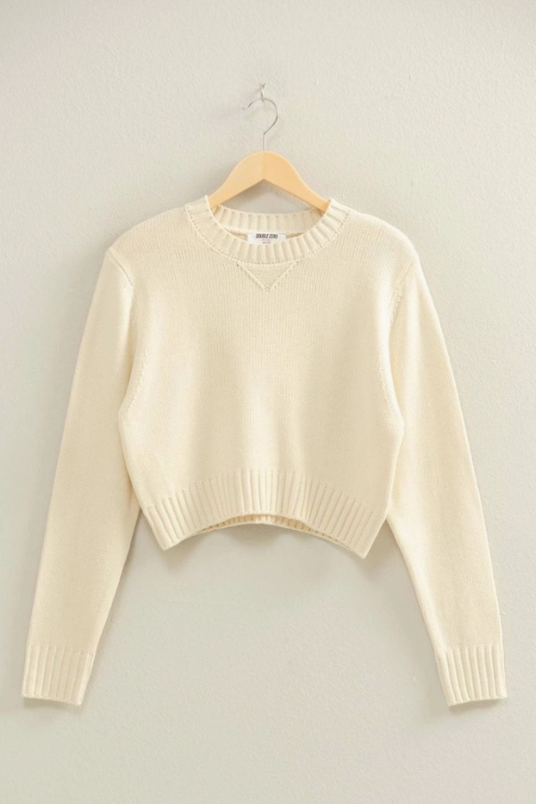 Cropped Long Sleeve Sweater Top Low Maintenance Fabric