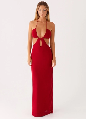 Romance Glow Hallie Maxi Dress - Red