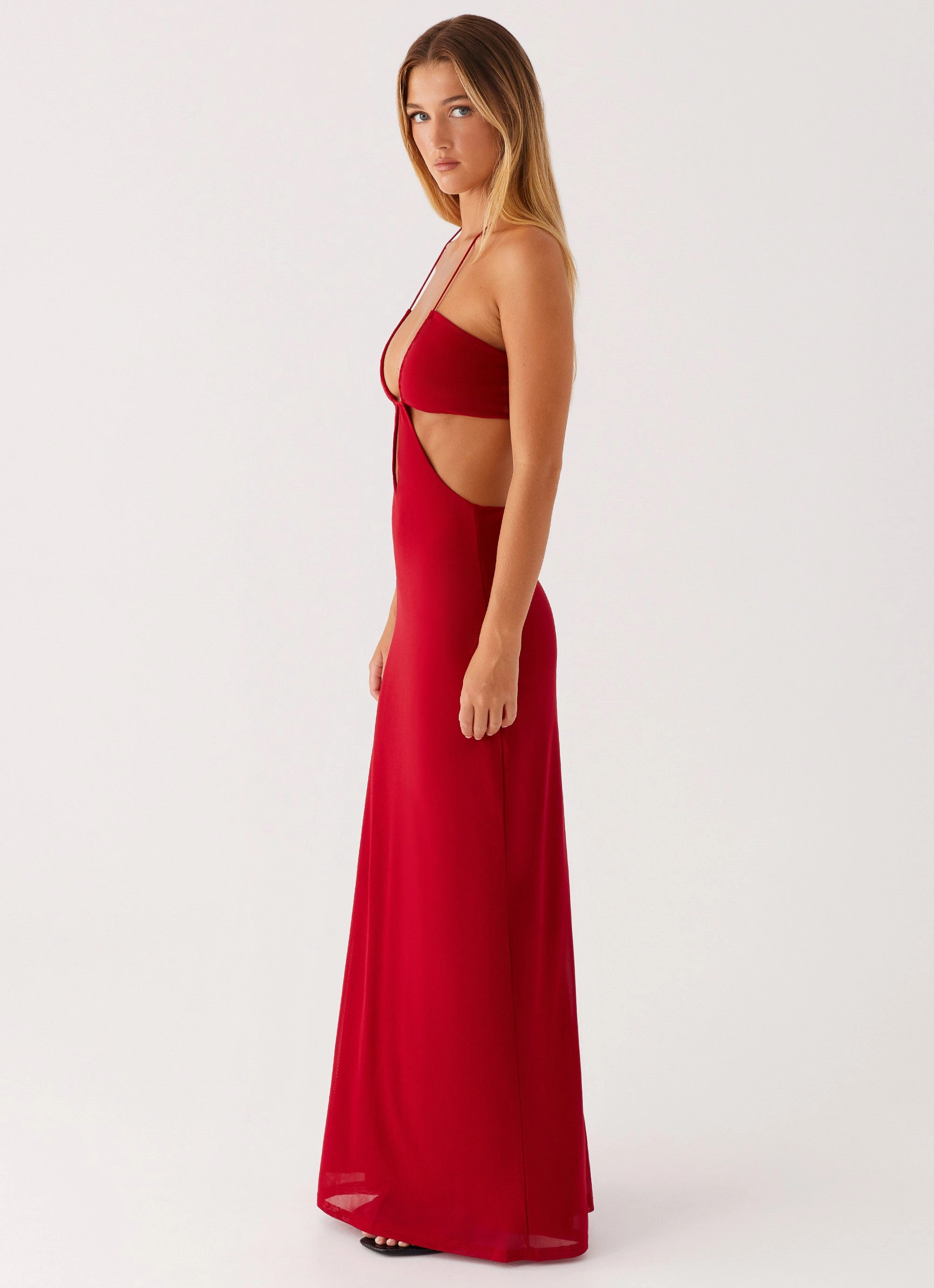 Soft color Slim Shape Hallie Maxi Dress - Red