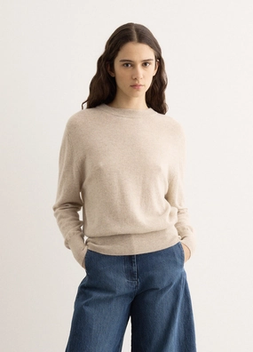 Mari Cashmere Crew Sweater Wrinkle Resistant Reversible Seamless Design