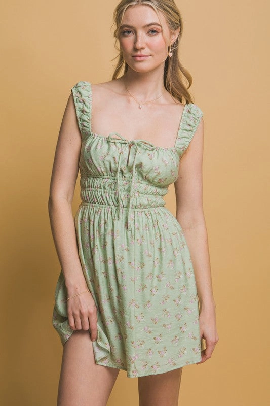 Remy Floral Dress With Elasticated Details Date Vibe Flow Sleeve