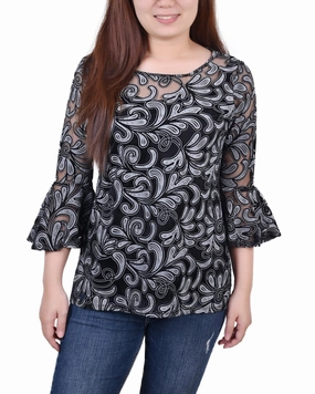 Reinforced Stress Points 3/4 Sleeve Burnout Top With Matching Camisole