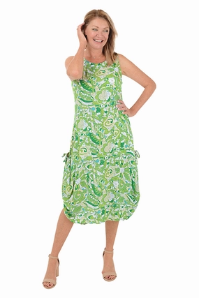 Smooth-Finish Retro Paisley Sleeveless Convertible Patio Dress