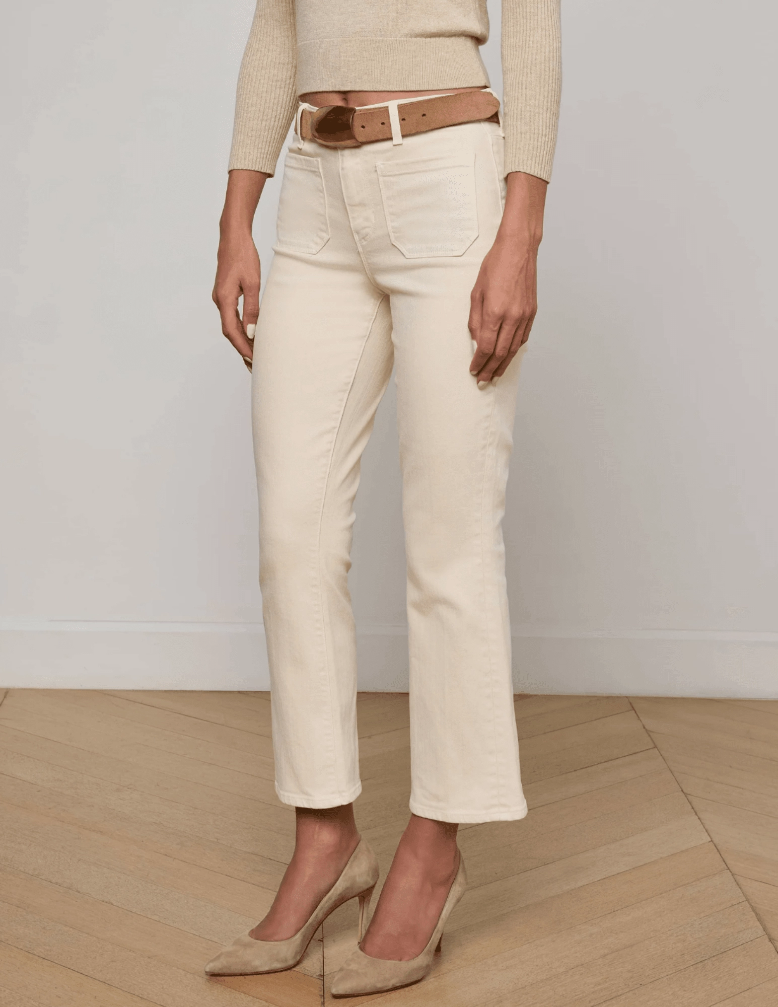 Ready to Wear L'AGENCE Noya Cropped Slim Flare Jeans in French Vanilla