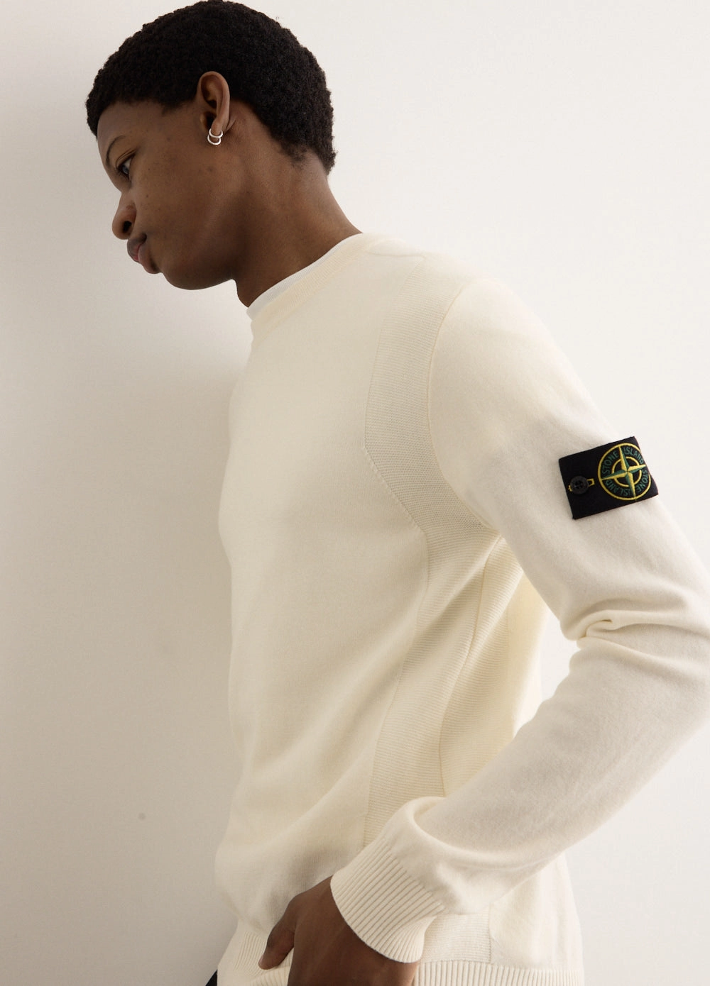 Reverse Stitch Detail Crewneck Knit Reinforced Neckline