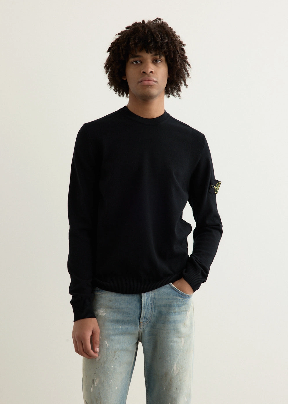 Reverse Stitch Detail Crewneck Knit Stain Release Coating Indoor Layer