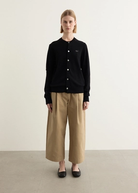 Shrink Resistant Treatment Zero Waste Knitting Rhinestone Heart Round Neck Cardigan