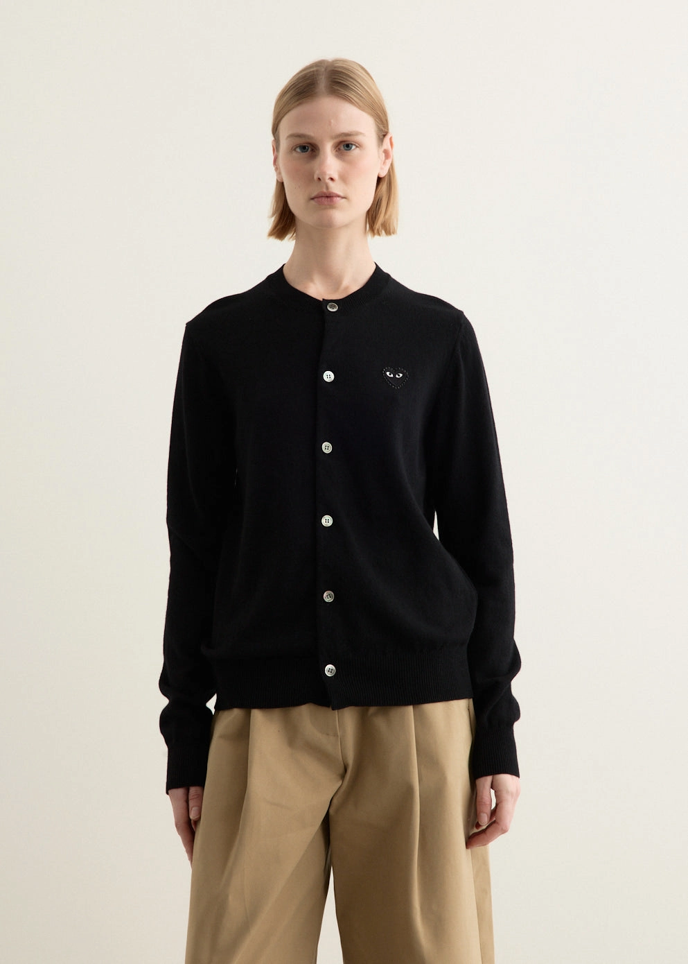 Rhinestone Heart Round Neck Cardigan Classic Wear