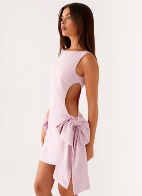 Flowing Fit Sophisticated Appeal Rhodes Bow Mini Dress - Pink
