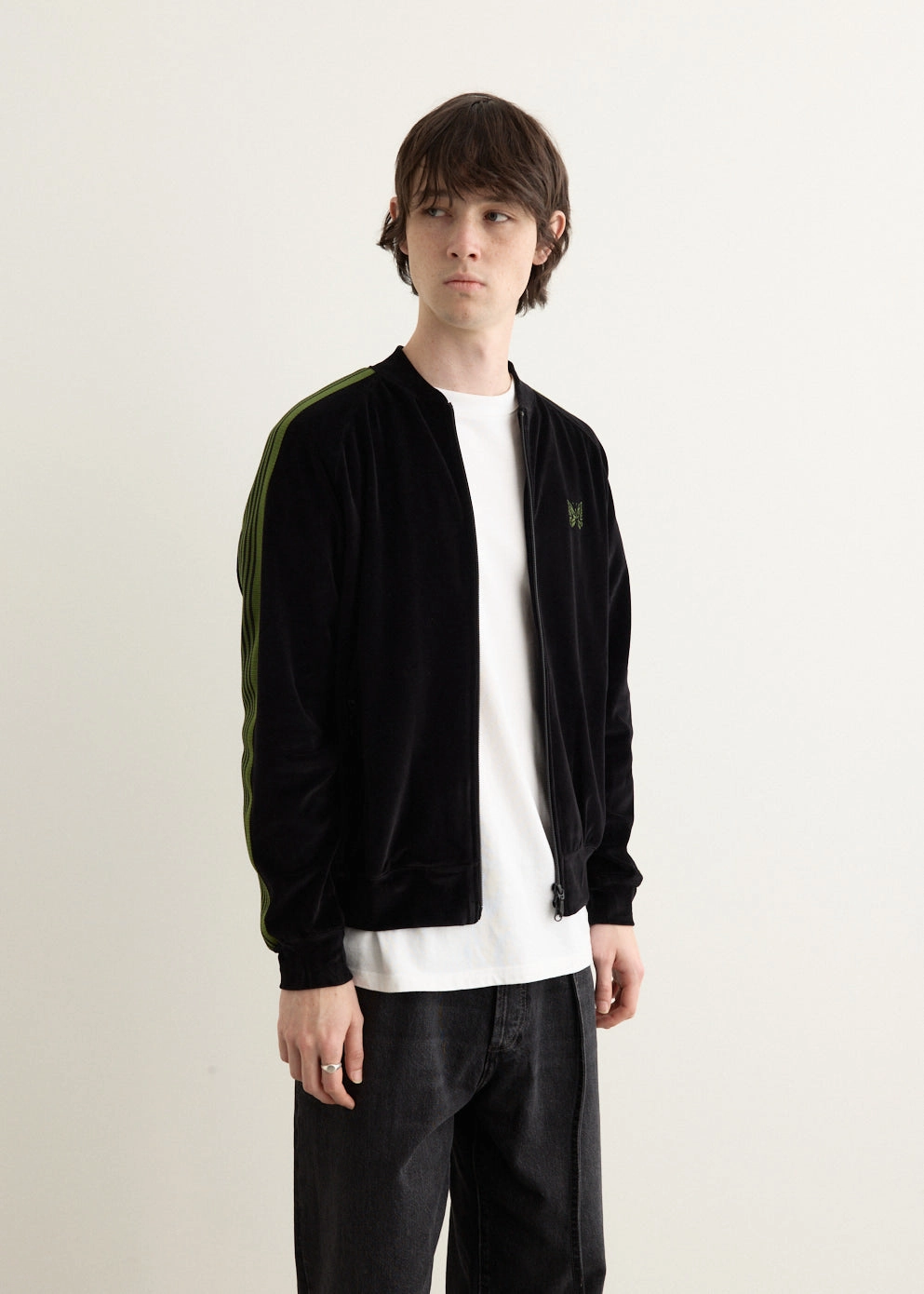 Rib Collar Track Jacket - C/PE Velour Sport Inspired Style Collar Stabilization System