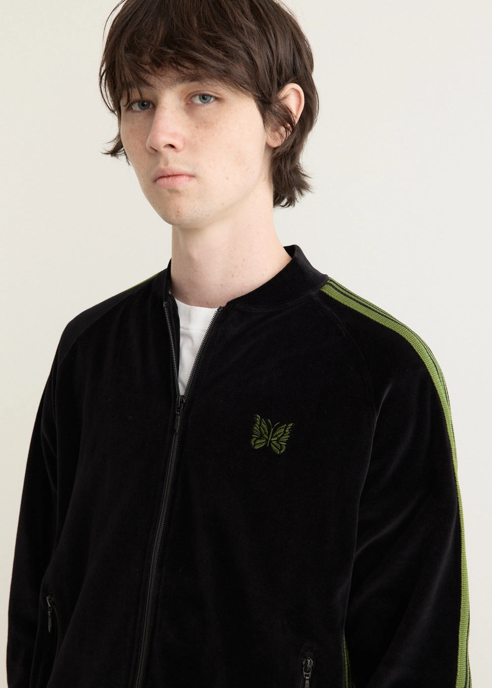 Rib Collar Track Jacket - C/PE Velour Scratch Resistant Zippers Chill Commute Fit