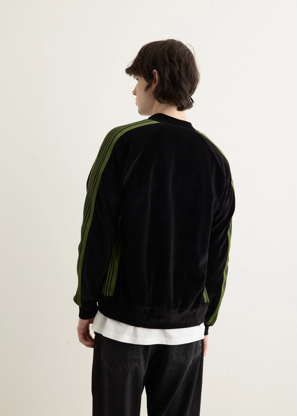 Light Weight Compression Fit Rib Collar Track Jacket - C/PE Velour