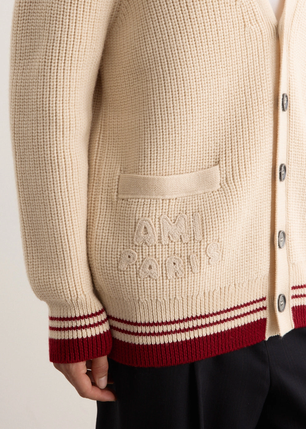 Ribbed Cardigan Hidden Pocket System Stylish Outer Layer