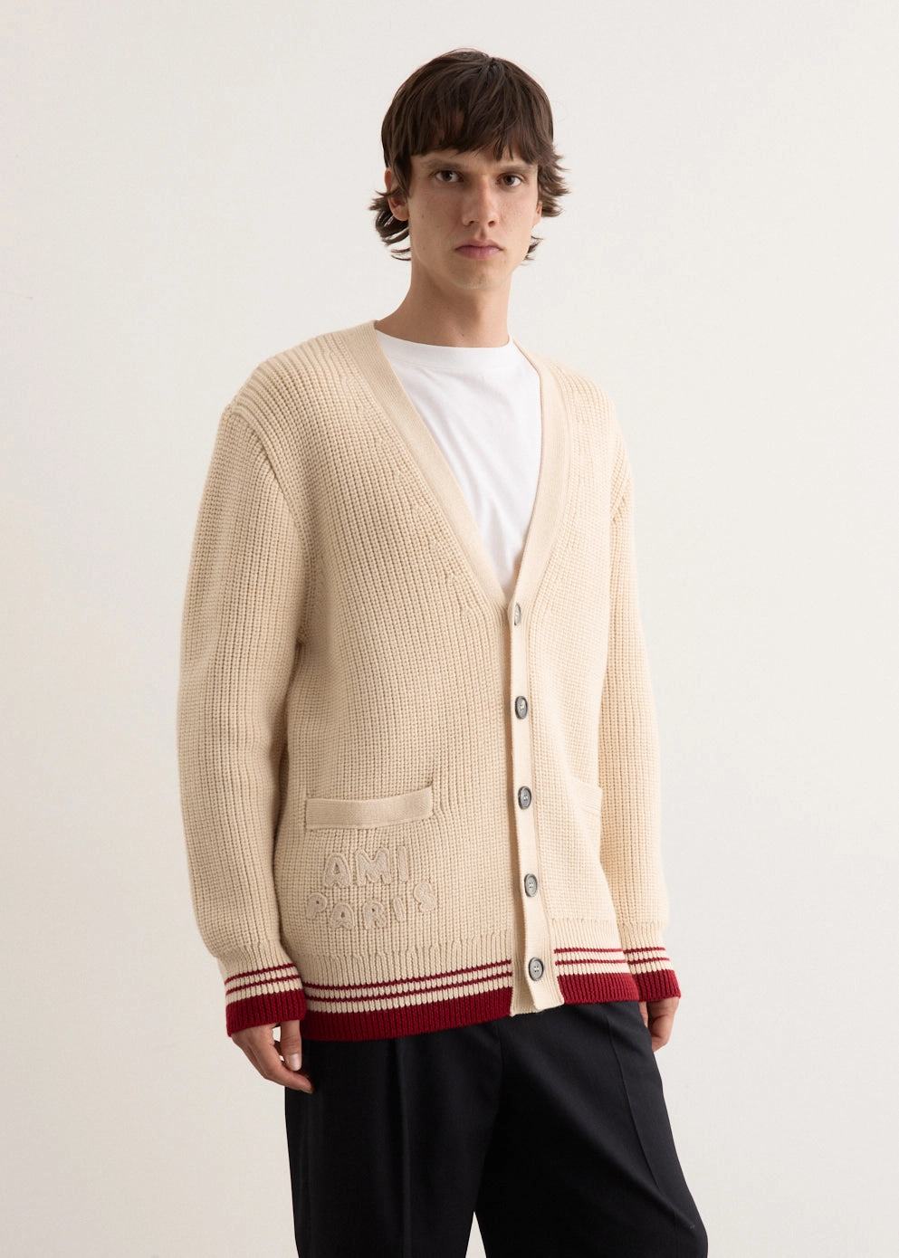 Ribbed Cardigan Dynamic Compression Fit Monochrome Look