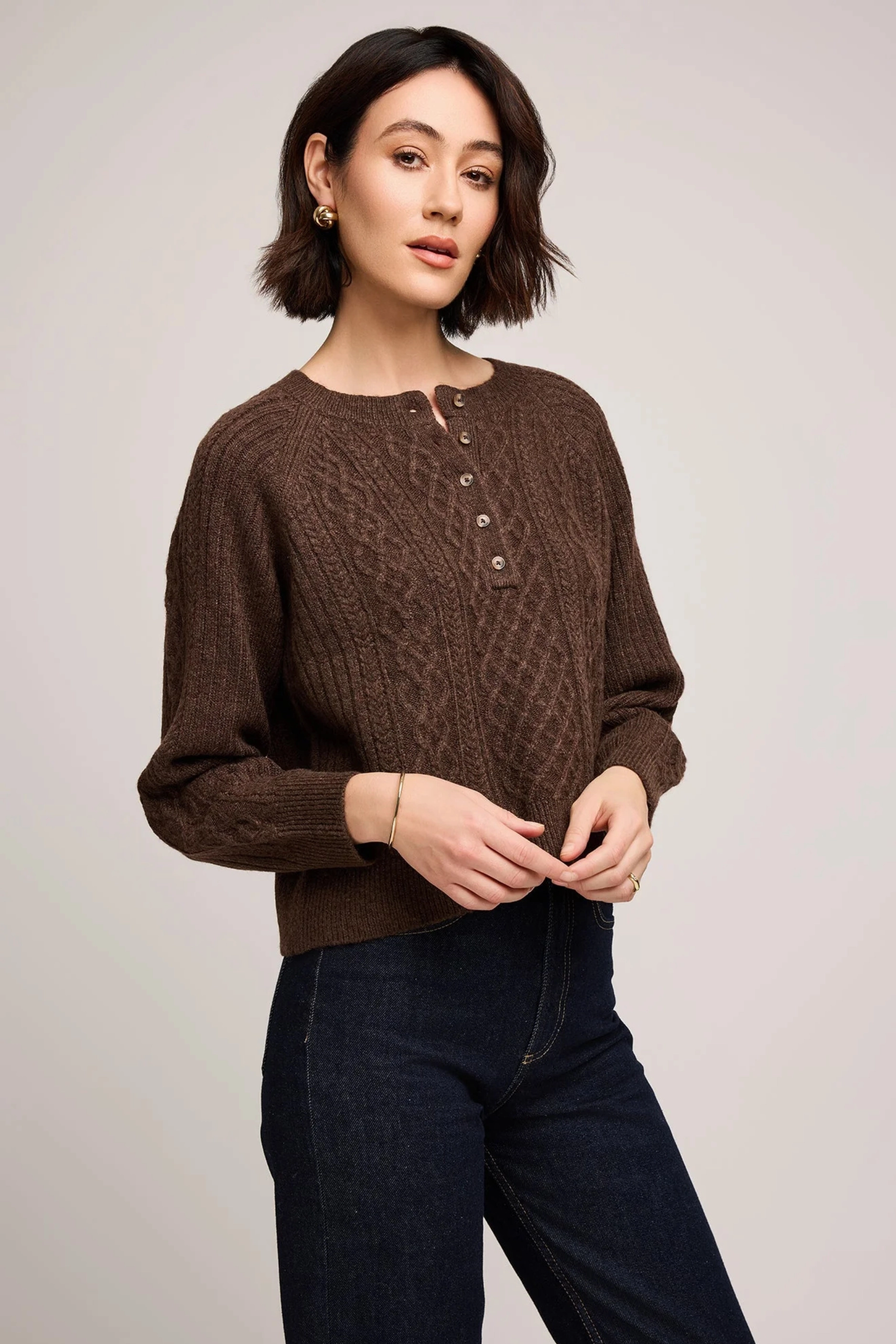 Sustainable Production Certified Aspen Cardigan - Heather Chocolate