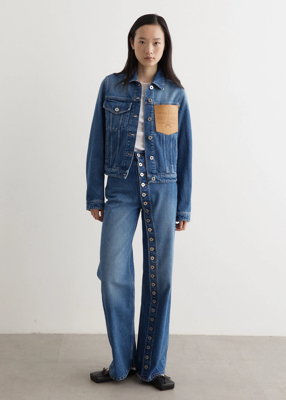 Temperature Regulating Tech Elasticated Waistband Denim Jacket With Leather Pocket