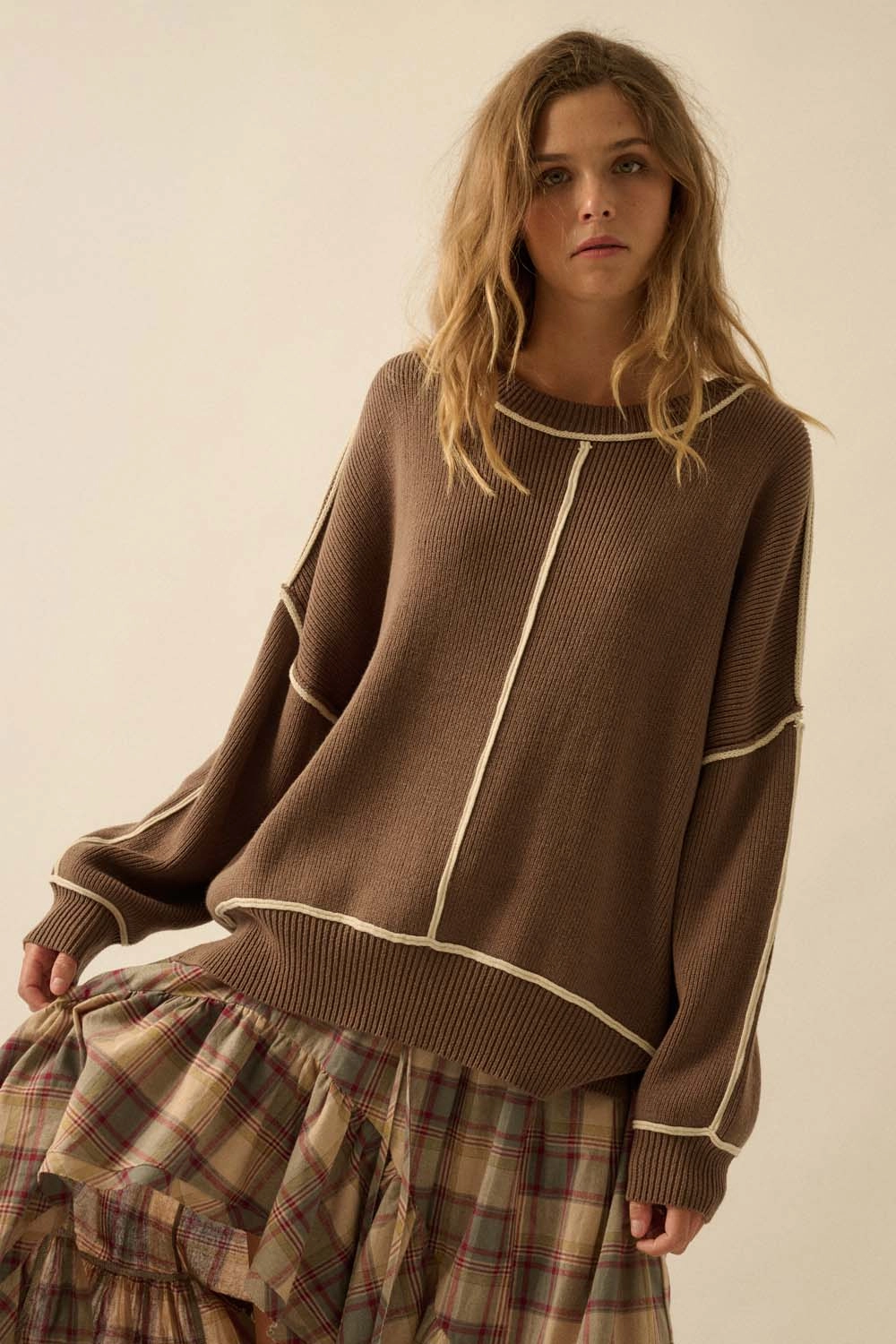 Ribbed Knit Oversized Sweater - Mocha Ultimate Comfort Knit Style