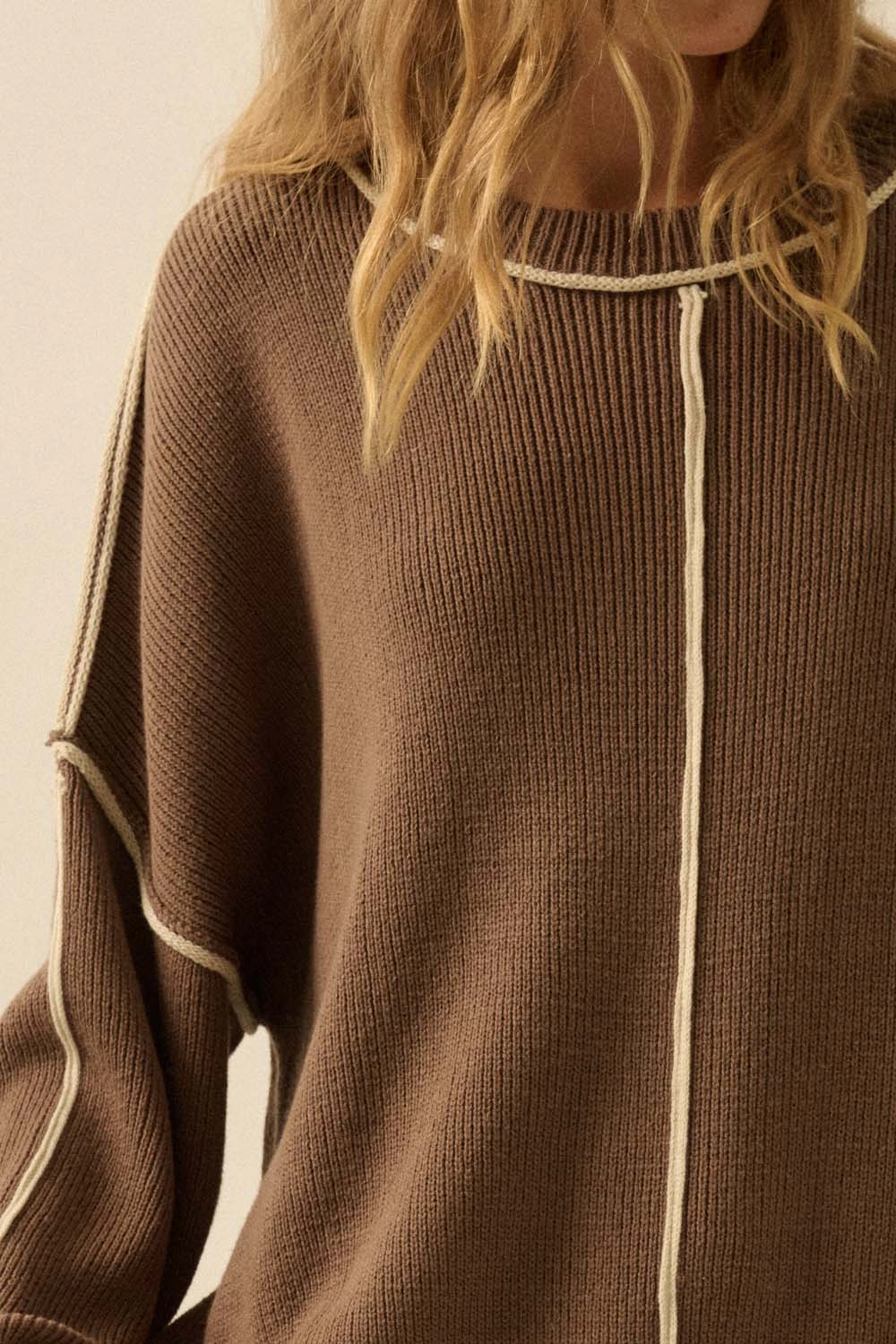 Luxury Knit Ribbed Knit Oversized Sweater - Mocha