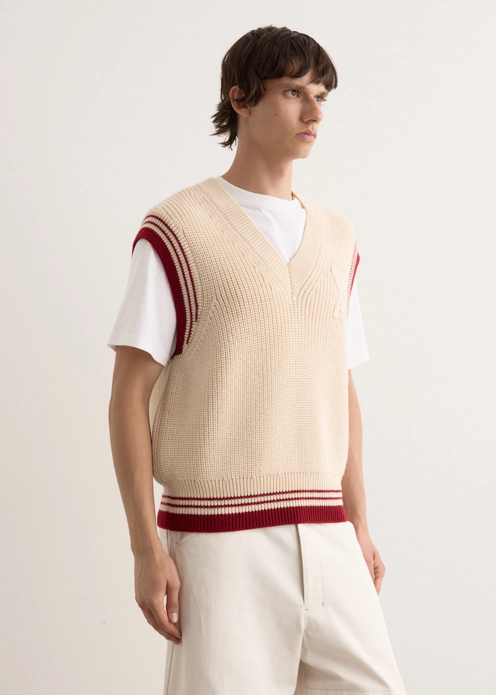 MultiDirectional Stretch LowMaintenance Fabric Ribbed Sweater Vest